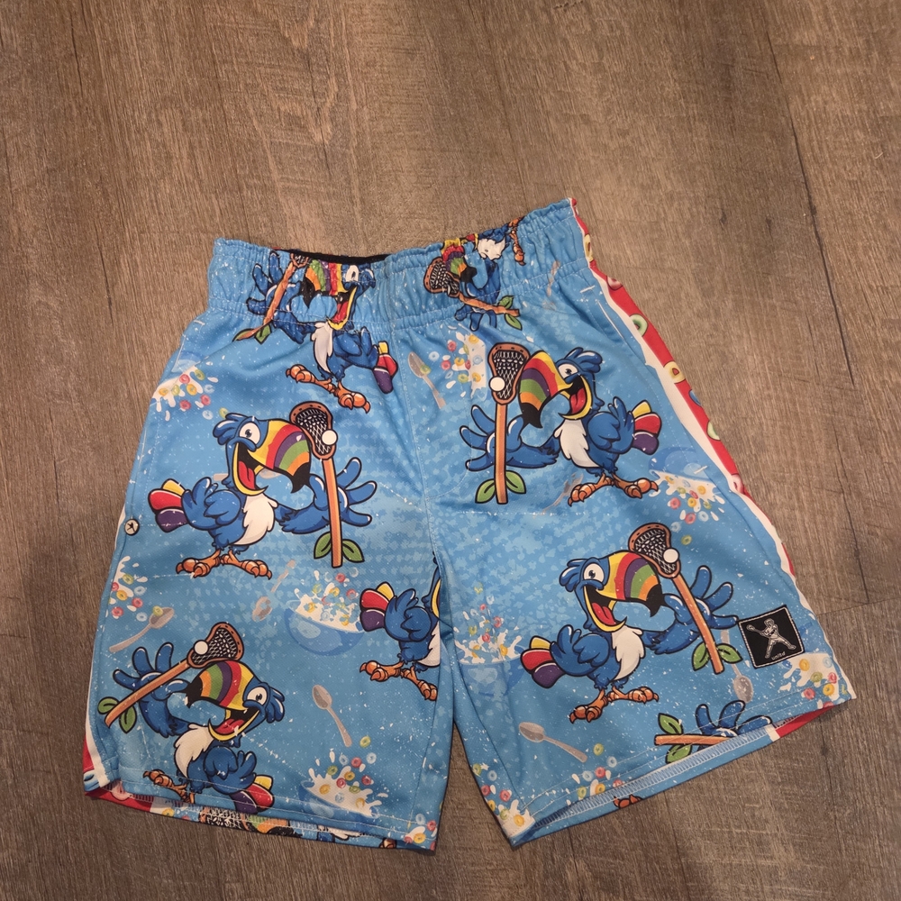 Lacrosse Unlimited Kids Vibrant Parrot Print Shorts